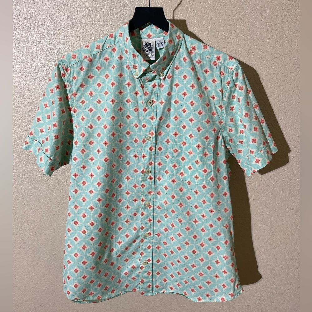 Men's Mint and Coral Geometric Shirt